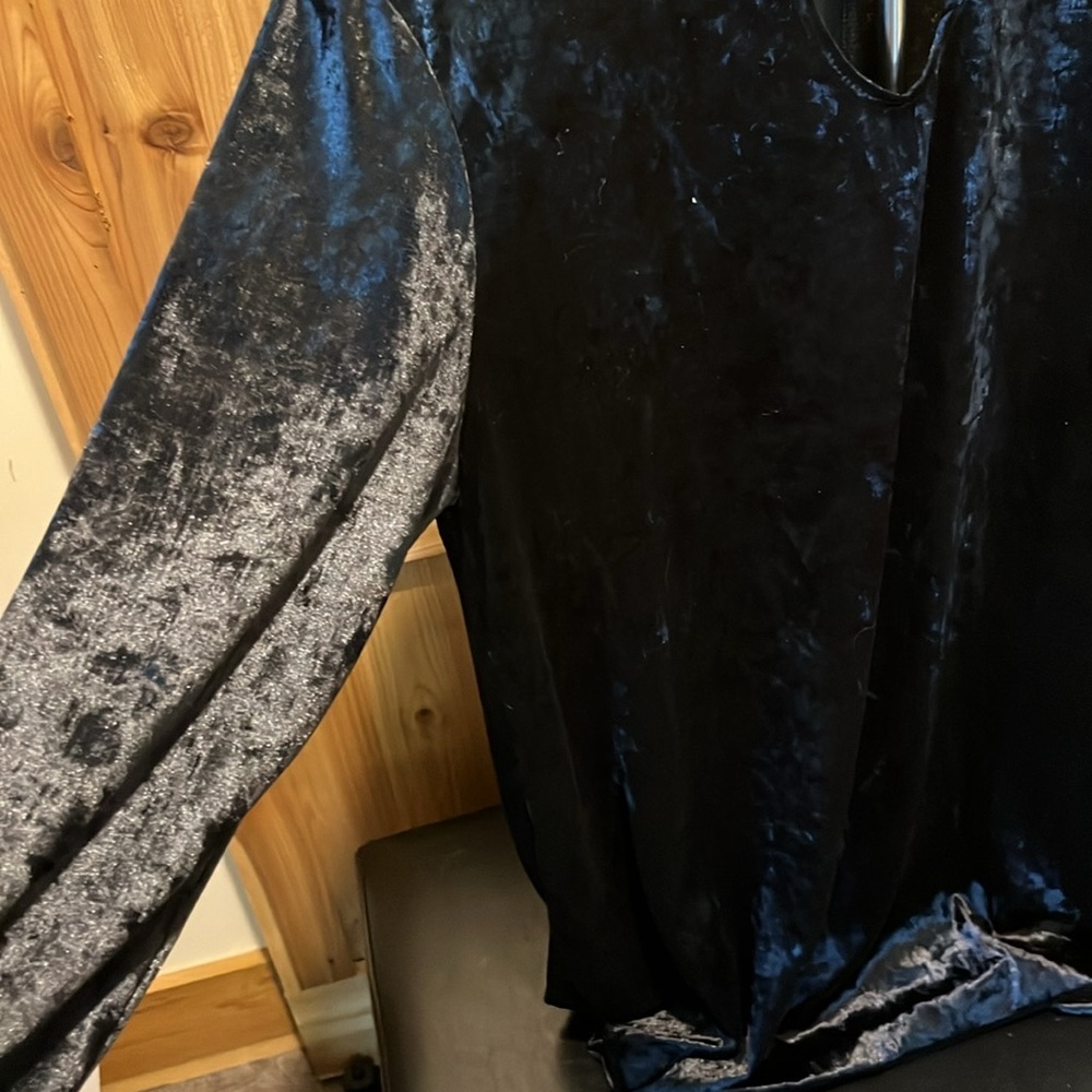 M.FASIS WOMENS SZ 1X BLACK VELVET MIDI DRESS - Picture 5 of 9